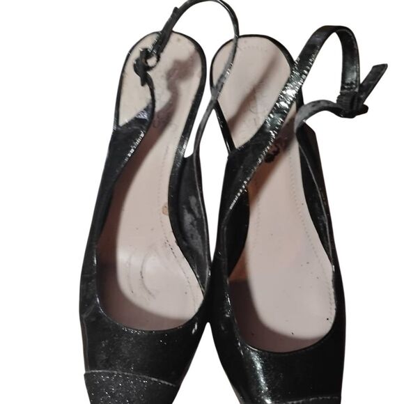 Vince Camuto Shimmering Black Slingback Heels - Picture 5 of 7